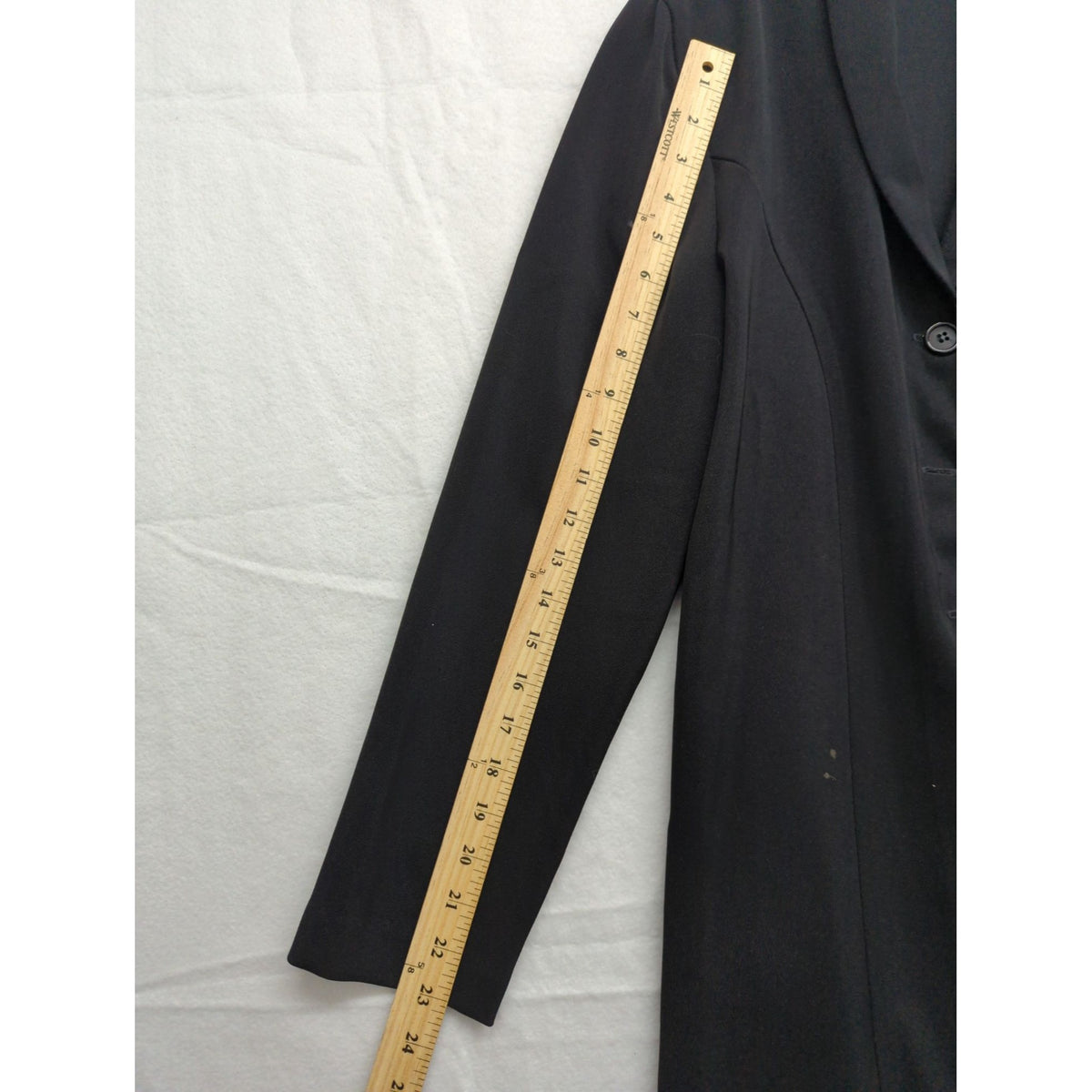 Ellen Figg Womens Black 1-Button Long Blazer Jacket Size 8 Made In USA
