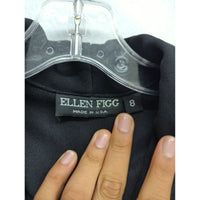 Ellen Figg Womens Black 1-Button Long Blazer Jacket Size 8 Made In USA