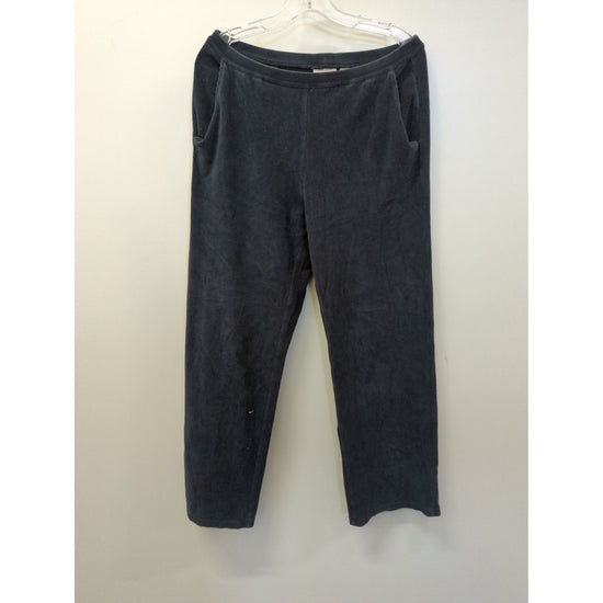 L.L.Bean Womens Medium Corduroy Pants In Dark Gray Elastic Waist Side Pockets Made In El Salvador