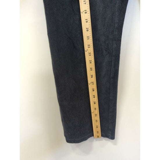 L.L.Bean Womens Medium Corduroy Pants In Dark Gray Elastic Waist Side Pockets Made In El Salvador