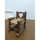Miniature Wooden Rocking Chair With Woven Seat & Heart Cutout Backrest Rustic Dollhouse Decor 6.5" Tall