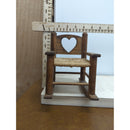 Miniature Wooden Rocking Chair With Woven Seat & Heart Cutout Backrest Rustic Dollhouse Decor 6.5" Tall