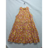 Ann Taylor Floral Sleeveless Tiered Midi Dress Yellow & Pink Size M
