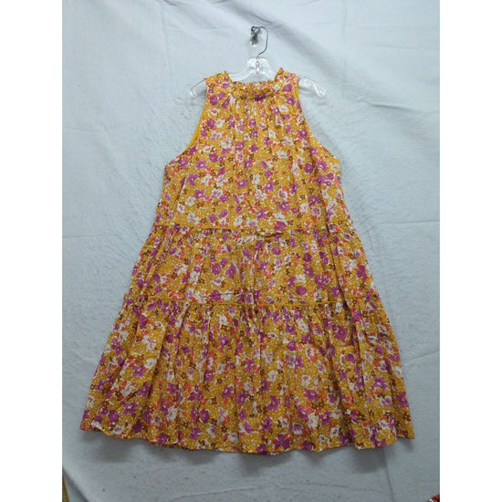 Ann Taylor Floral Sleeveless Tiered Midi Dress Yellow & Pink Size M