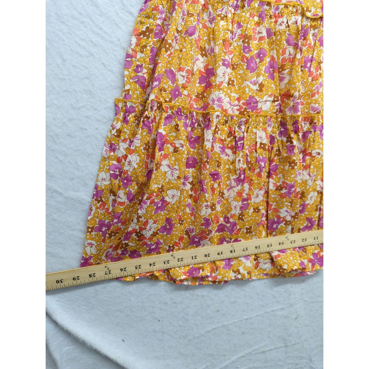 Ann Taylor Floral Sleeveless Tiered Midi Dress Yellow & Pink Size M