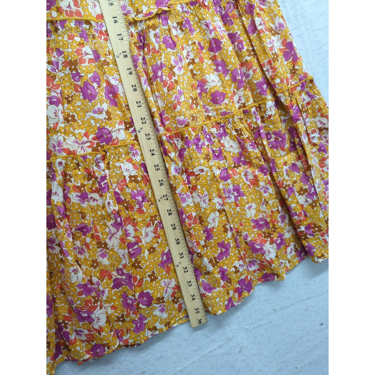 Ann Taylor Floral Sleeveless Tiered Midi Dress Yellow & Pink Size M
