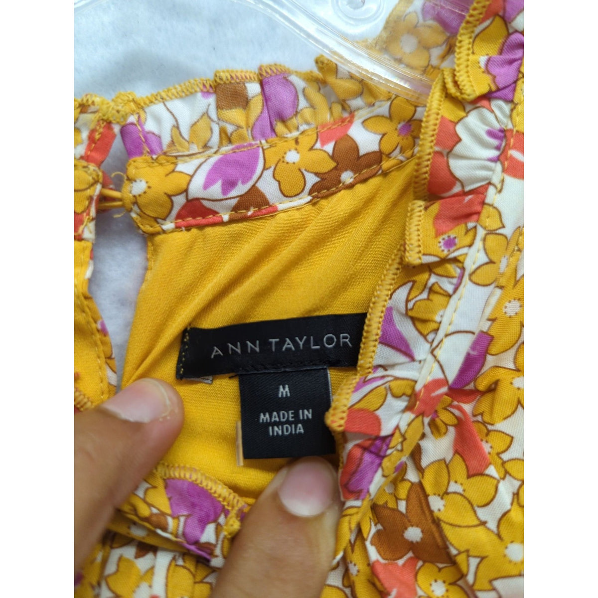 Ann Taylor Floral Sleeveless Tiered Midi Dress Yellow & Pink Size M