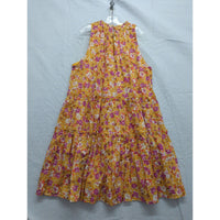 Ann Taylor Floral Sleeveless Tiered Midi Dress Yellow & Pink Size M