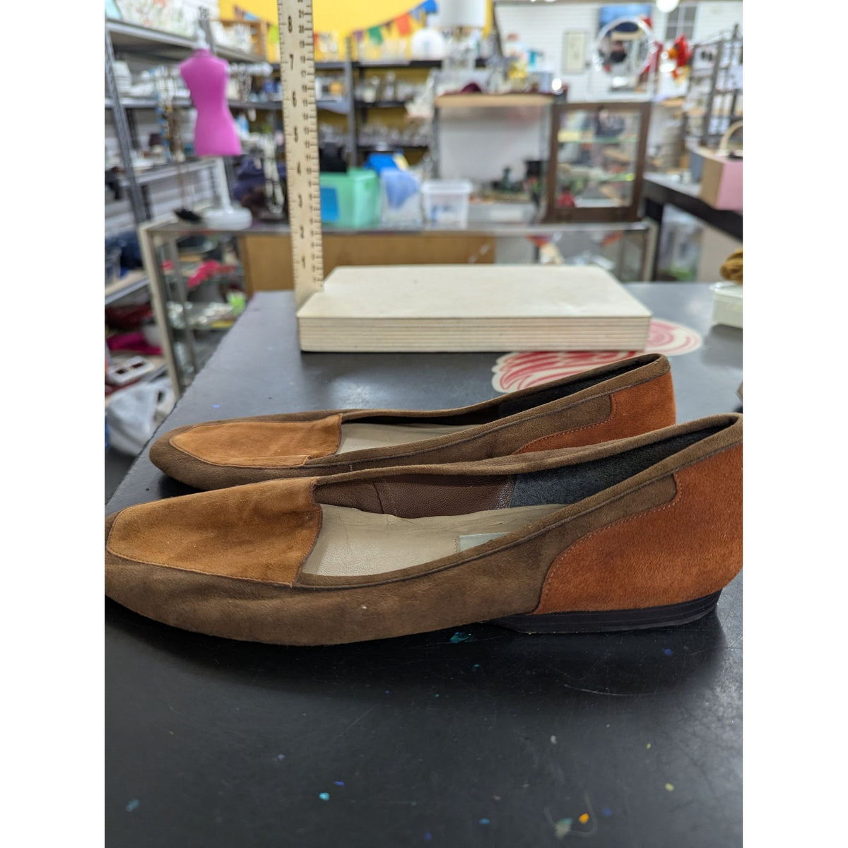 Enzo Angiolini Womens Brown & Rust Suede Leather Loafers Size 8M