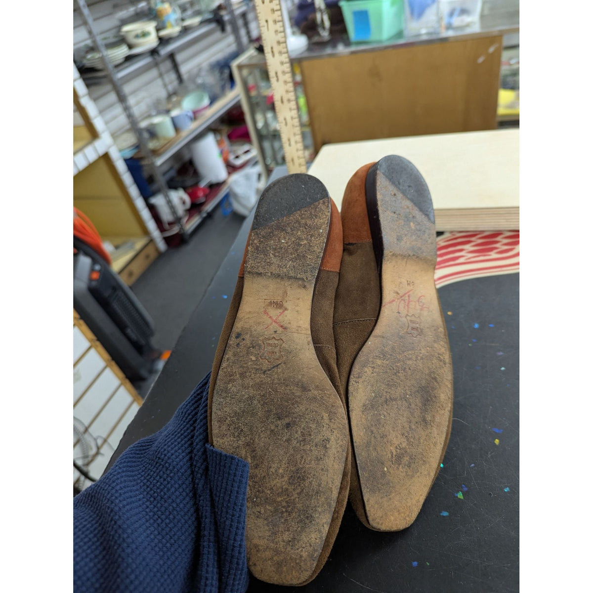 Enzo Angiolini Womens Brown & Rust Suede Leather Loafers Size 8M