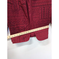 Alfred Dunner Red Quilted Jacket With Black Embroidery Size 10 Lightweight And Stylish Outerwear