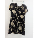 Chaus Petite Floral Short Sleeve Dress Size 4 Black/Beige Polyester