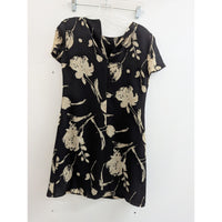 Chaus Petite Floral Short Sleeve Dress Size 4 Black/Beige Polyester
