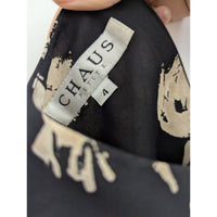 Chaus Petite Floral Short Sleeve Dress Size 4 Black/Beige Polyester