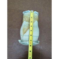 Handmade Ceramic Vase With Ruffled Edge & Multicolor Glaze 8" Tall Unique Artisan Design