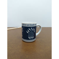 Neighbors Are Friends Mug By Abbey Press St. Meinrad Indiana Blue & White Ceramic 2.5" Miniature Cup
