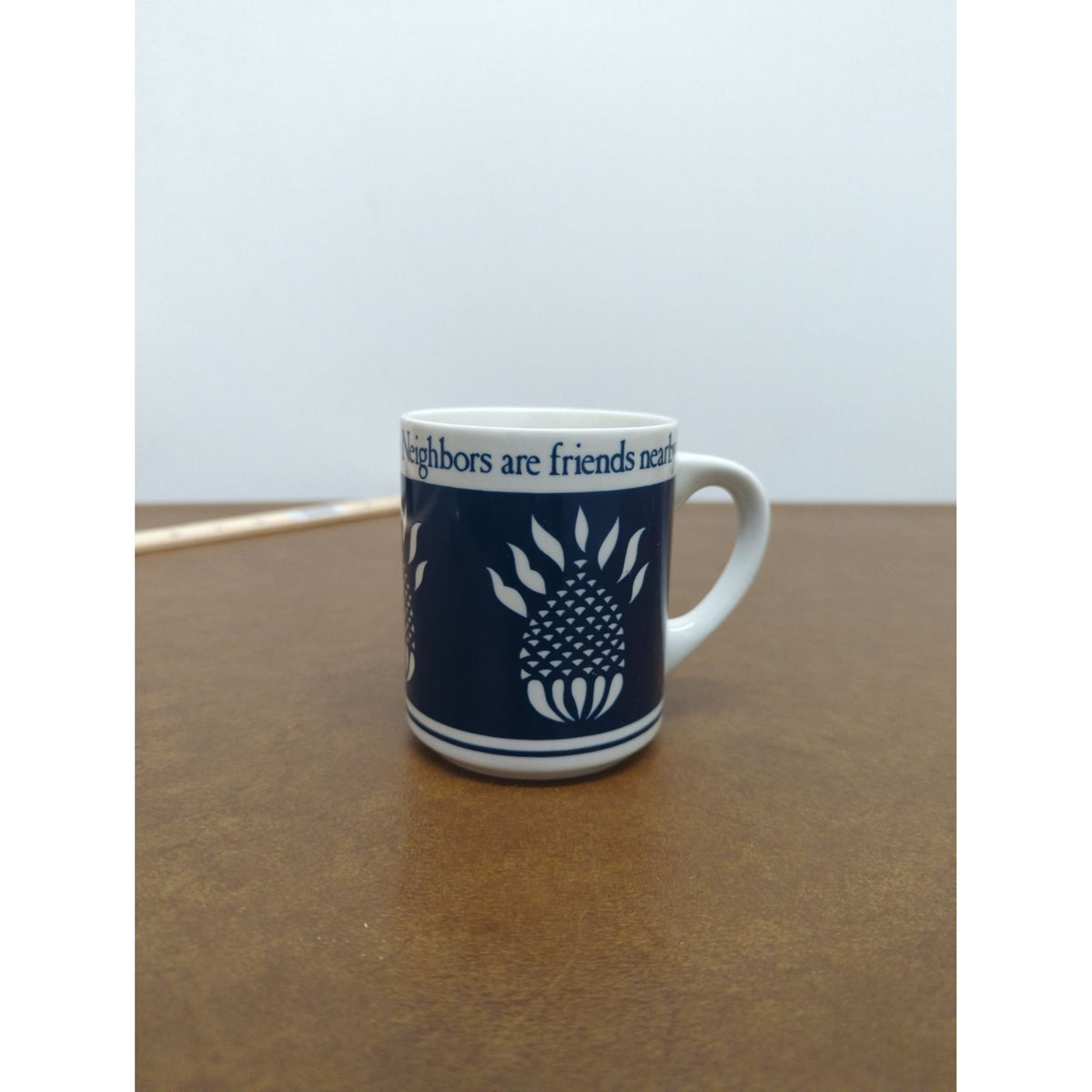 Neighbors Are Friends Mug By Abbey Press St. Meinrad Indiana Blue & White Ceramic 2.5" Miniature Cup