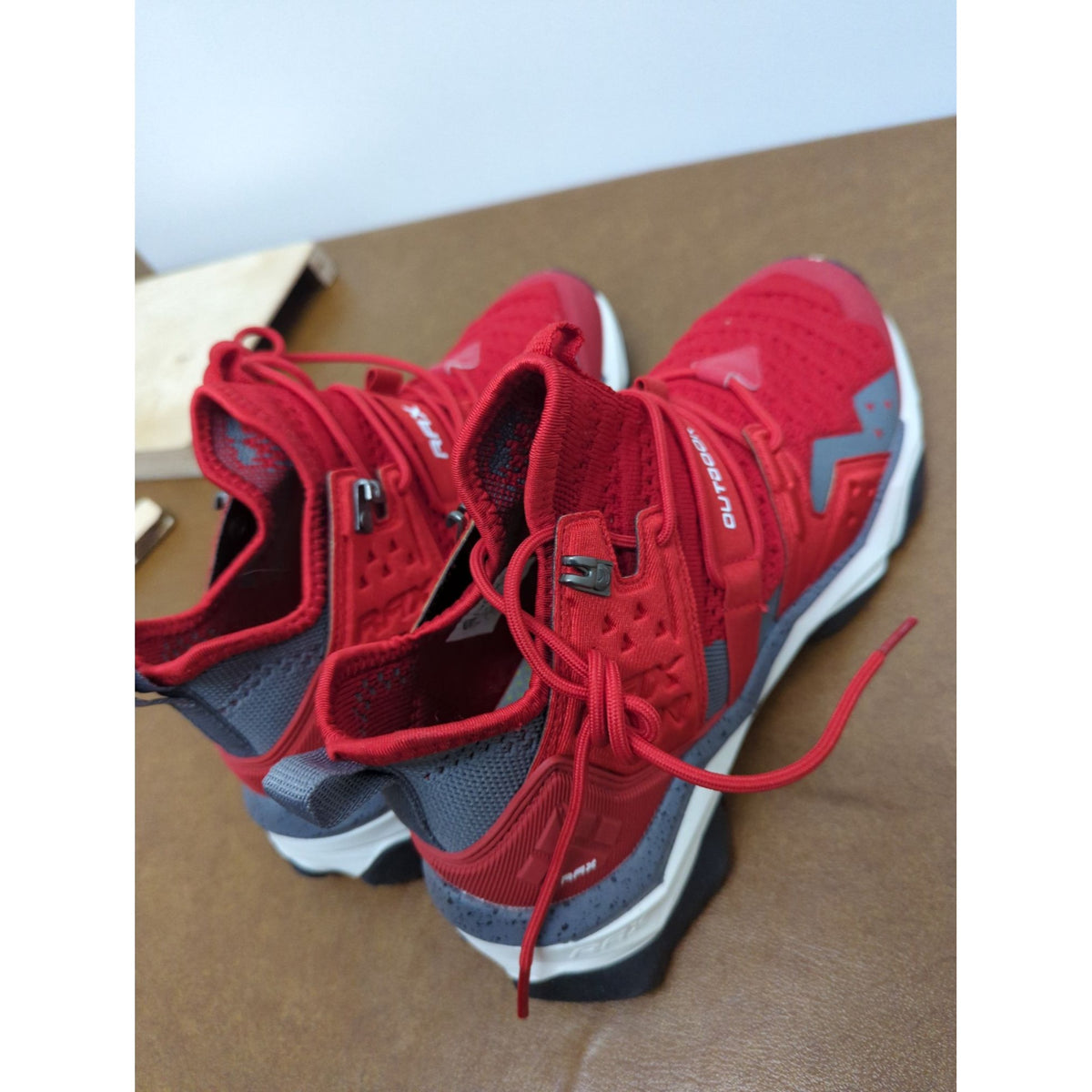 RAX Mens Outdoor Hiking Shoes Size 8 Breathable Red Mesh Lightweight Trail Running Sneakers