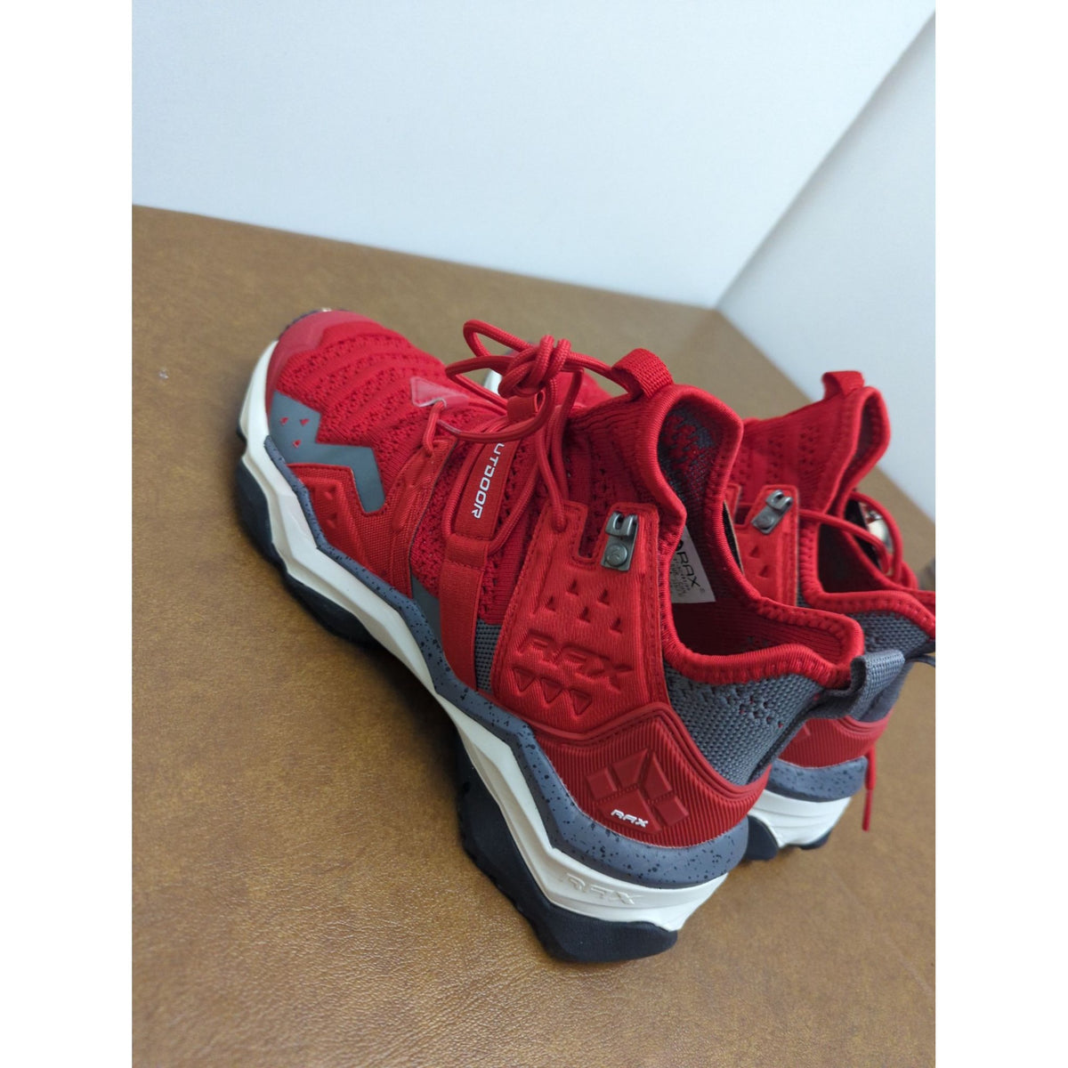 RAX Mens Outdoor Hiking Shoes Size 8 Breathable Red Mesh Lightweight Trail Running Sneakers
