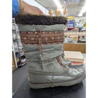 Sorel Sage Green Winter Boots With Woven Accent & Fur Trim