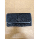 Oriflame Exklusiv Black Suede Textured Wallet With Geometric Pattern 7.5 Inches Wide