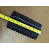Oriflame Exklusiv Black Suede Textured Wallet With Geometric Pattern 7.5 Inches Wide