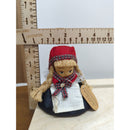 Norwegian Doll In Traditional Costume With Braided Hair & Red Headscarf - 5 Inches Tall