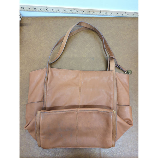Lucky Brand Tan Leather Tote Bag With Pockets & Magnetic Closure 16"x12"