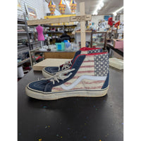Vans Sk8-Hi Flag Print Canvas Sneakers US 8 Men / 9.5 Women Red White & Blue High Tops