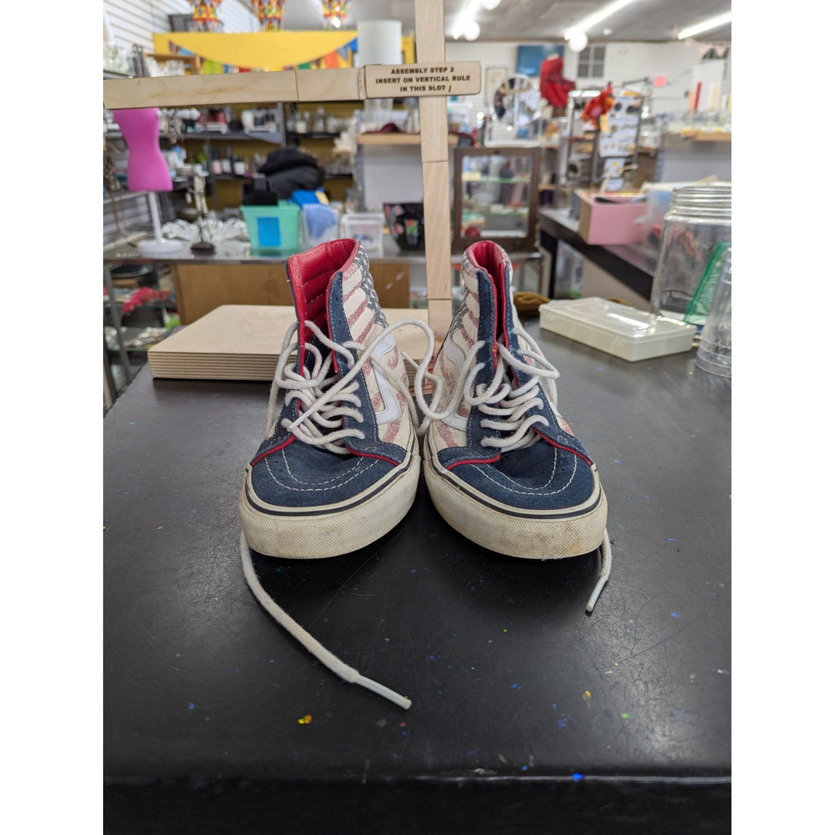 Vans Sk8-Hi Flag Print Canvas Sneakers US 8 Men / 9.5 Women Red White & Blue High Tops