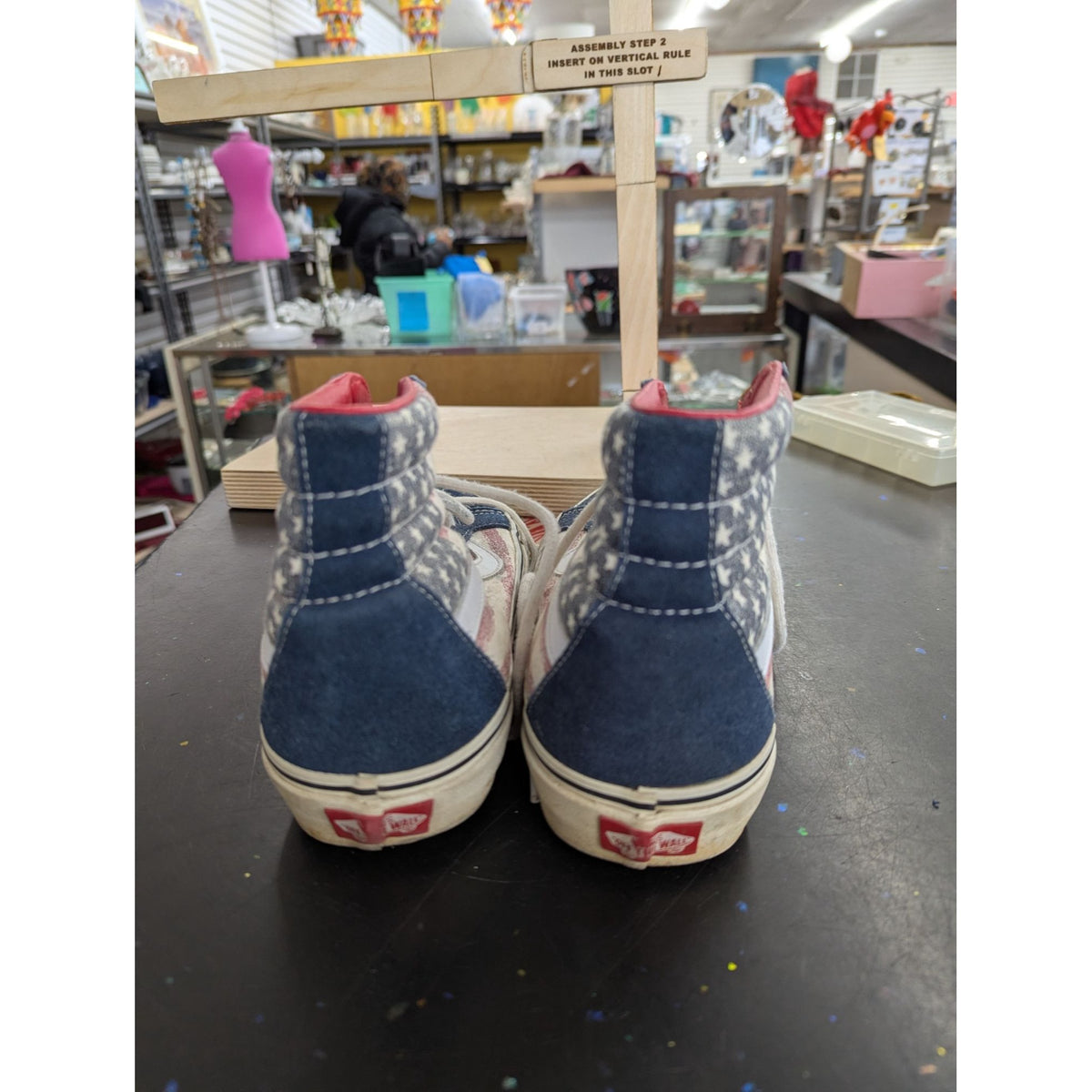 Vans Sk8-Hi Flag Print Canvas Sneakers US 8 Men / 9.5 Women Red White & Blue High Tops