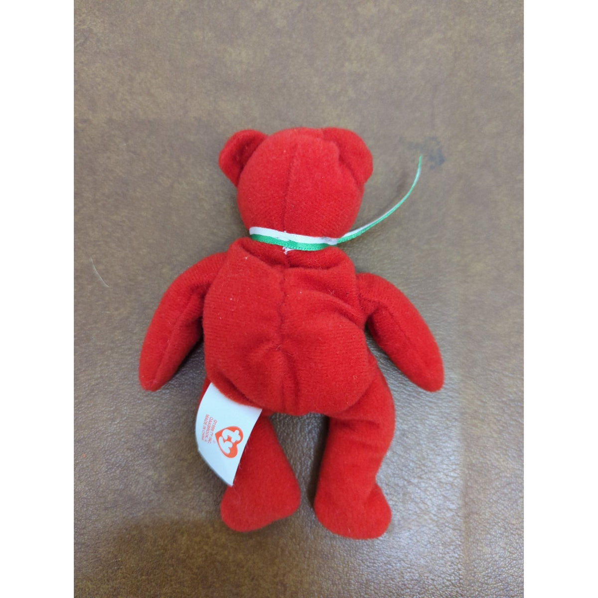 Ty Red Miniature Teddy Bear Plush 6" With Green Ribbon