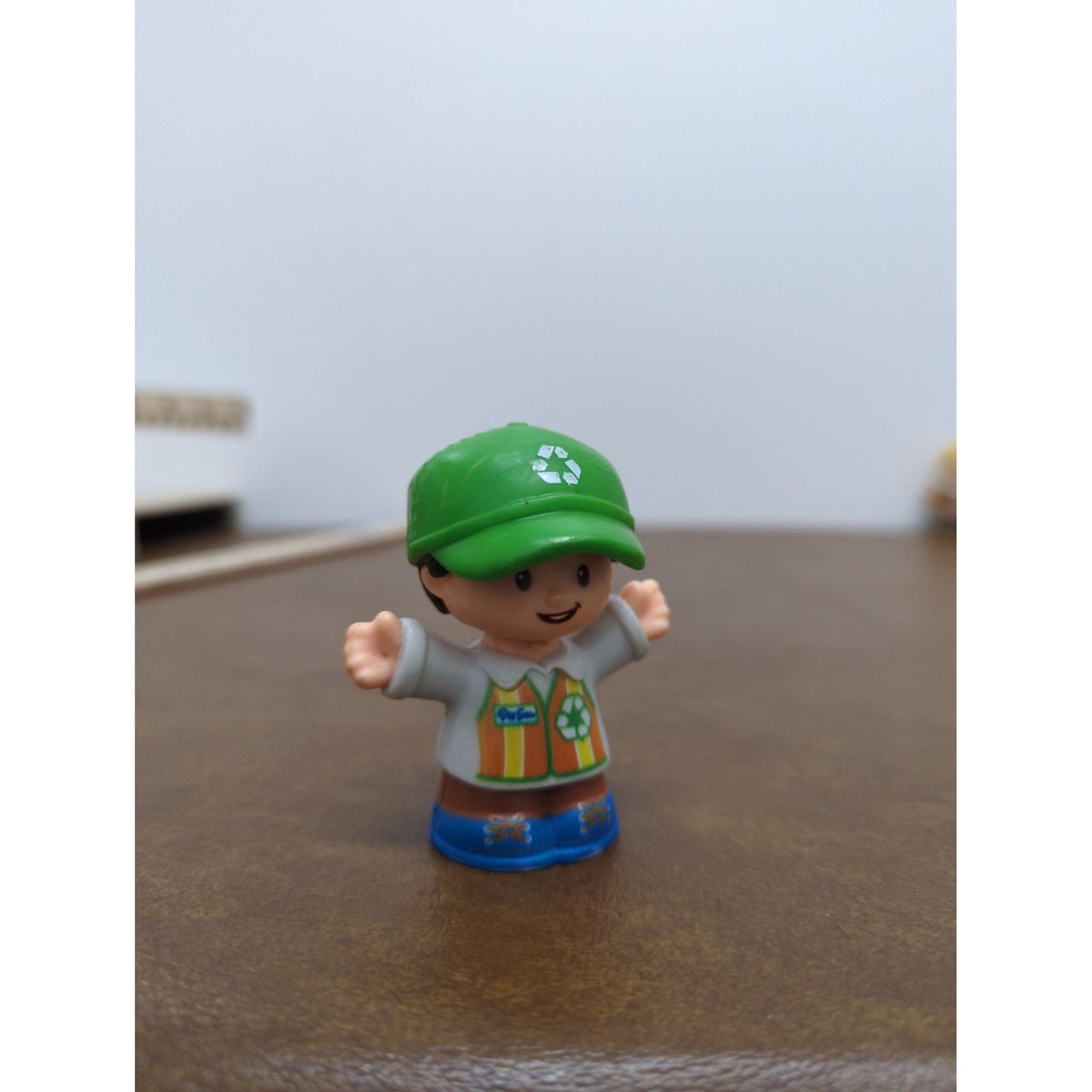Little People Recycling Worker Figure Green Hat 2" Collectible Toy By Fisher-Price
