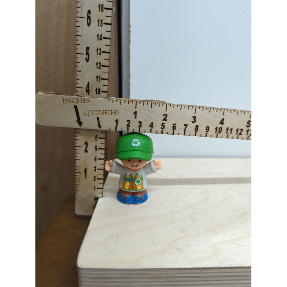 Little People Recycling Worker Figure Green Hat 2" Collectible Toy By Fisher-Price
