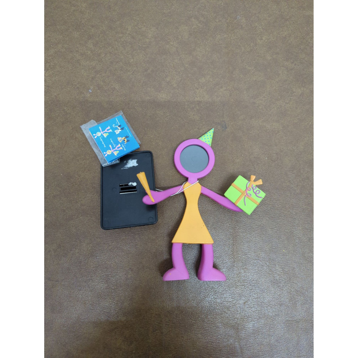 Flexo Party Girl Photo Frame Figurine 1999 Pink & Orange With Gift & Stand