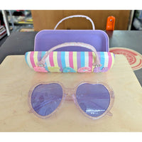 Striped Beach Sunglasses Case & Glitter Heart-Shaped Sunglasses With 100% UV Pro