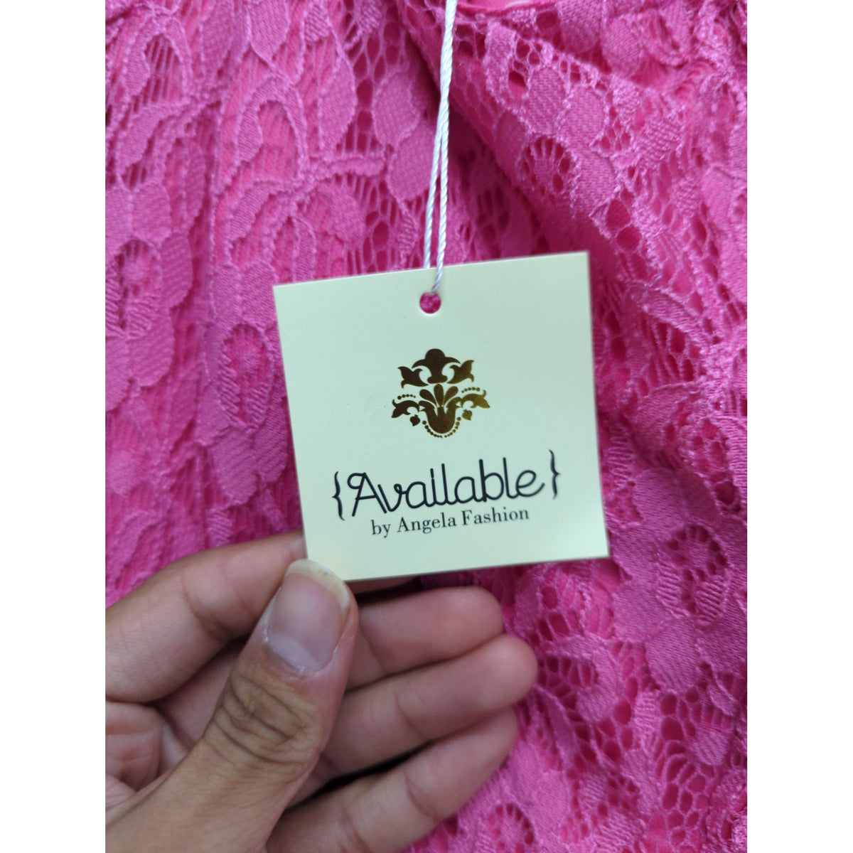 Available By Angela Fashion Womens Pink Lace Dress Size L